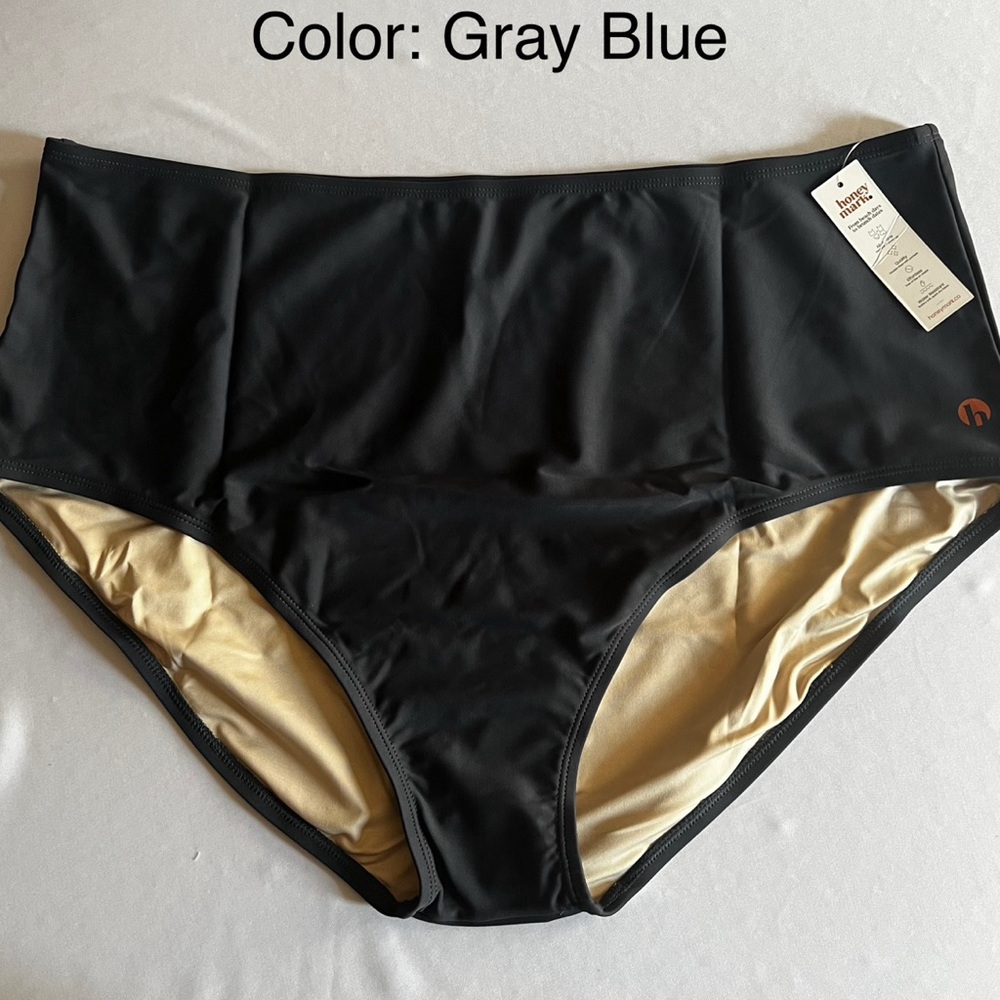 HONEY MARK High-Waisted Swim Bottoms -Gray Blue- NWT